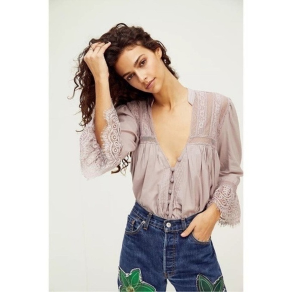 NWT Free People Esme Button-Up Top Size M peasant and cottagecore
